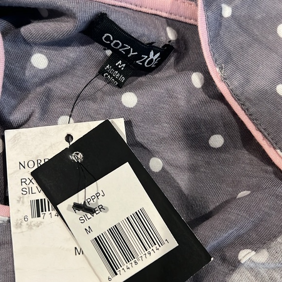 NWT Cozy Zoe Polka Dot Pajama 2-Piece Set in Silver/Gray Size M New w/Tag - Picture 4 of 9